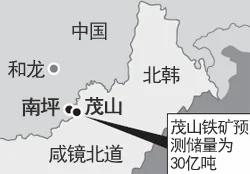 中国停止开发北韩茂山铁矿
