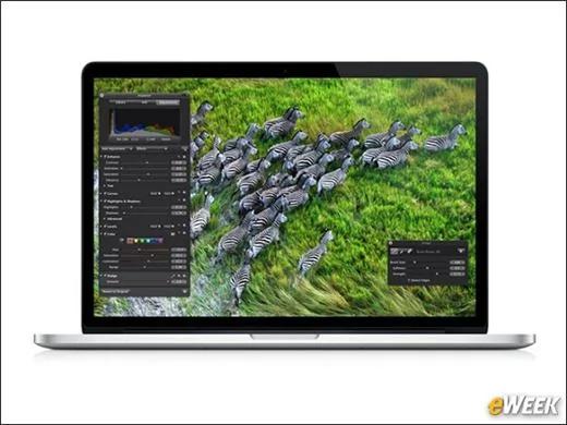 苹果配备视网膜萤幕的MacBook Pro笔电。(图:eWeek)