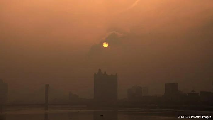 This picture taken on January29,2013 shows a general view of buildings in the heavy smog in Jilin, northeast China