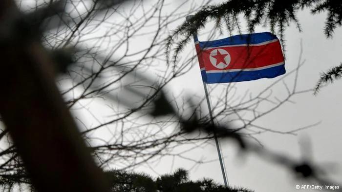 The North Korean flag flies outside their embassy in Beijing on December12,2012. North Korea successfully launched a long-range rocket on December12, in defiance of UN sanctions threats over what Pyongyang