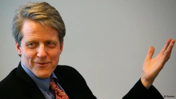 File photo of Robert Shiller, Yale professor, and chief economist and co-founder of financial firm MacroMarkets LLC., speaking during the Reuters Housing Summit in New York February21,2008. The2013 Nobel prize for economics, which was awarded October14,2013, jointly to Americans Eugene F. Fama, Lars Peter Hansen and Robert J. Shiller for their empirical analysis of asset prices. REUTERS/Brendan McDermid/files(UNITED STATES- Tags: REAL ESTATE BUSINESS HEADSHOT)