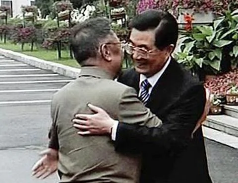 2010年8月27日中國領導人胡錦濤在長春會見朝鮮領導人金正日