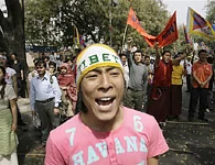 3月10日西藏人在新德里游行