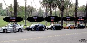 新西蘭當地電視台拍攝的「闊少」與跑車(電視截屏，黑圈中標註的是車主姓名和跑車型號) 