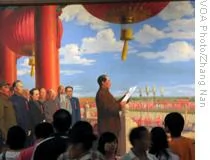 恢复原貌后的油画《开国大典》最近在北京展出