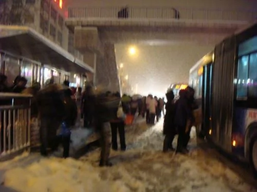北京，凍死人的天氣，擠死人的公交