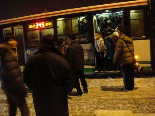 北京，凍死人的天氣，擠死人的公共交通