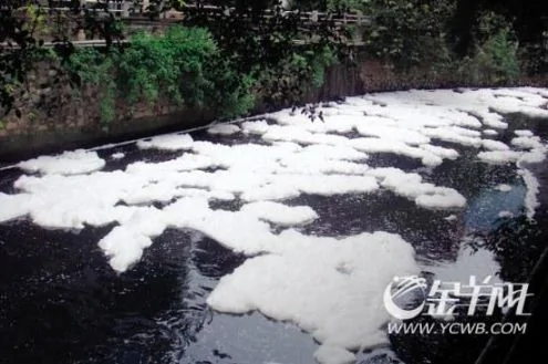 广州工业废水偷排致河涌出现“结冰”奇观