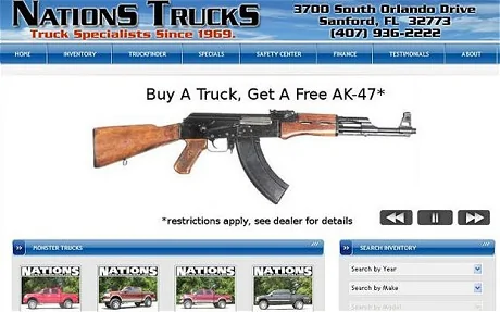 美國經銷商為如此促銷：買汽車送AK-47突擊步槍(圖)