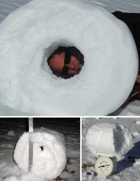 據報導，最大的雪卷直徑約為60厘米