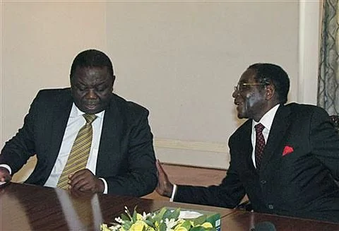 津巴布韦总统穆加贝(右)和总理