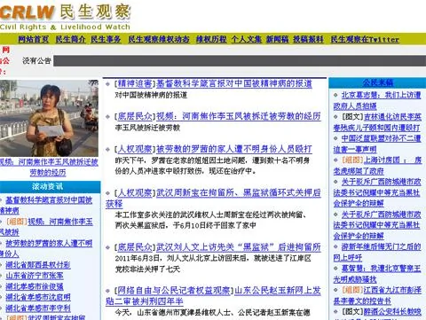 服务器设在中国海外的维权网站“中国民生观察网”截屏