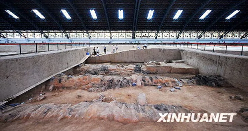 6月10日拍摄的即将进行第三次考古发掘的秦兵马俑一号坑