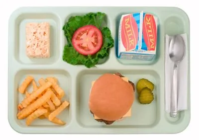 美国学校为学生准备的营养午餐
