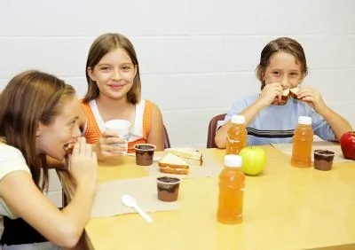 美国学校为学生准备的营养午餐