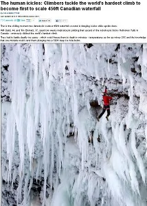 不可能任務！攀岩隊攻上137m高冰瀑