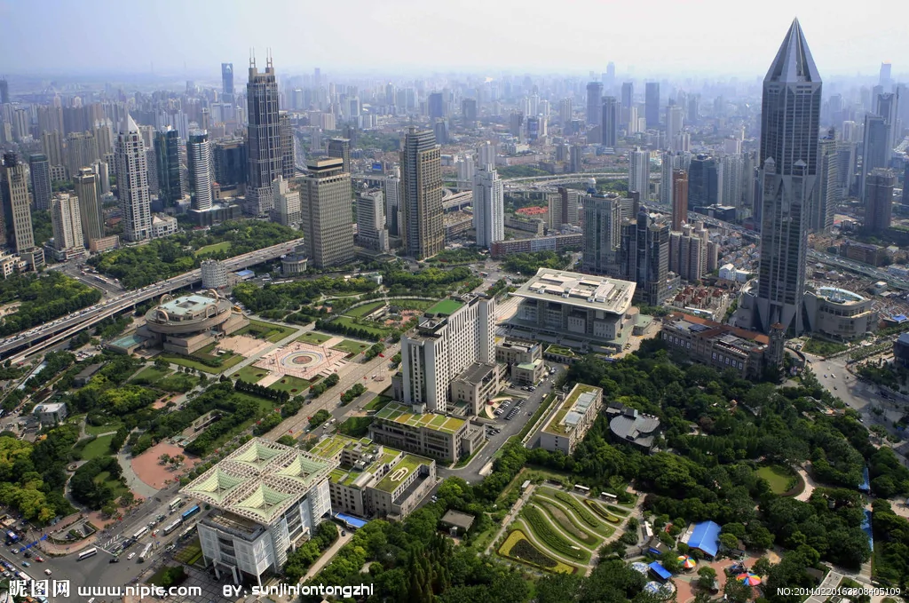 上海 市中心 人民广场 俯瞰