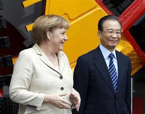 德國總理默克爾在溫江寶總理的陪同下訪問廣州