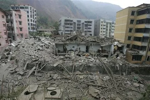 四川北川5·12大地震震後的廢墟