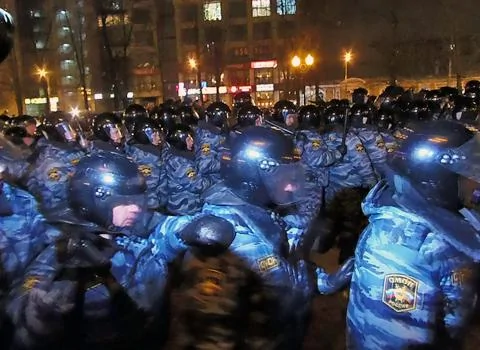 3月5日莫斯科普西金廣場旁鎮暴警察清場