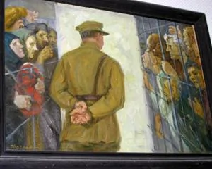 莫斯科古拉格博物館中的油畫，展示斯大林政治迫害