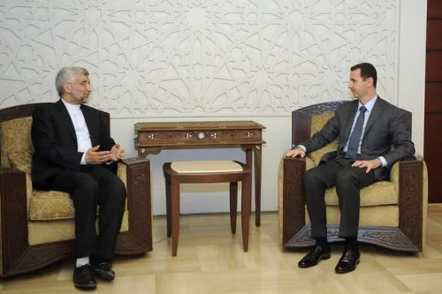 伊朗外交官赛义德·贾利利在大马士革与叙利亚总统巴沙尔·阿萨德举行会谈。