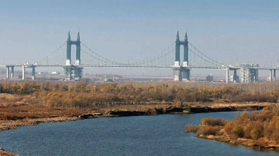 阳明滩大桥全景。（本图片由哈尔滨市建委提供）资料图