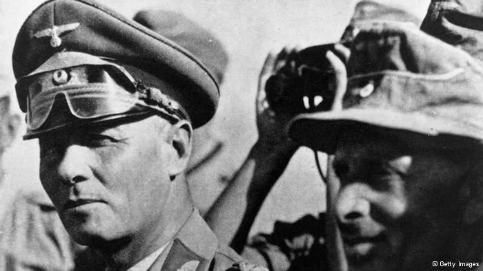 circa 1942: Field Marshal Erwin Rommel (1891 - 1944) (on left) with Captain Aldinger. Rommel is Commander of the Afrika Korps. (Photo by Hulton Archive/Getty Images)