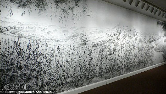紐約女畫家指紋創作巨幅壁畫：完美對稱充滿想像(高清組圖)