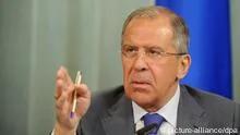 ITAR-TASS: MOSCOW, RUSSIA. APRIL10,2012. Russia_s Foreign Minister Sergei Lavrov pictured during a joint press conference with his Syrian counterpart Walid Muallem.(Photo ITAR-TASS/ Sergei Fadeichev),(c) picture alliance/ dpa