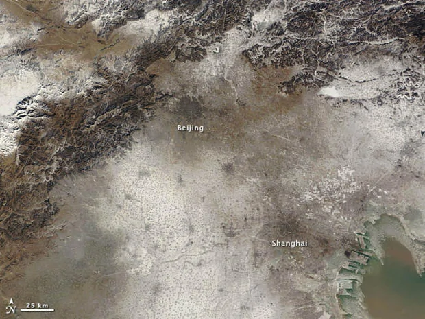 An image taken by NASA&#39;s Terra satellite of Beijing and the surrounding area on January3.