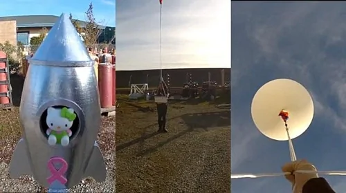 美国12岁女孩自制“载猫火箭”将玩具送上近太空(组图)