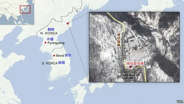 朝鮮核子試爆基地位置圖