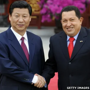 委内瑞拉总统查韦斯与中国国家副主席习近平在北京钓鱼台国宾馆会面（9/4/2008）
