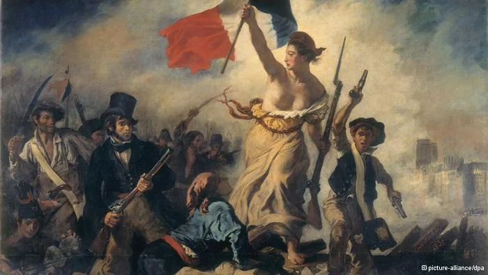 Delacroix, Die Freiheit fuehrt das Volk Delacroix, Eugene1798-1863. Die Freiheit fuehrt das Volk,1830.(Allegorie auf die Julirevolution1830; mit Selbstbildnis). Oel/Lw.,260 x325 cm. R.F.129 Paris, Musee du Louvre.
pixel
Schlagworte
REPUBLIK, MARIANNE(PERSONIFIKATION),1830-07-28(EV),19. JAHRHUNDERT, EUGENE DELACROIX, FRAU, GESCHICHTE, AUFSTAND, MALEREI, MALER, FRANKREICH, PISTOLE, QUERFORMAT, KUENSTLER, REVOLUTION, CD, ALLEGORIE, WAFFE, DELACROIX,EUGENE, FAHNE, FRANZOESISCH, FREIHEIT, GEWEHR, SCHWERT
