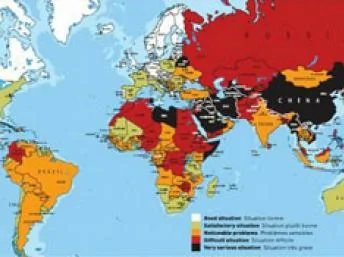 记者无疆界有关2012年全球新闻自由的地图。