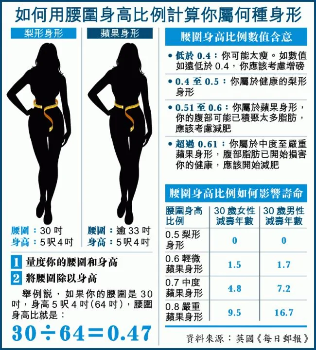 準確預測壽命：腰圍勿過身高一半大肚腩可隨時折壽17年（圖）