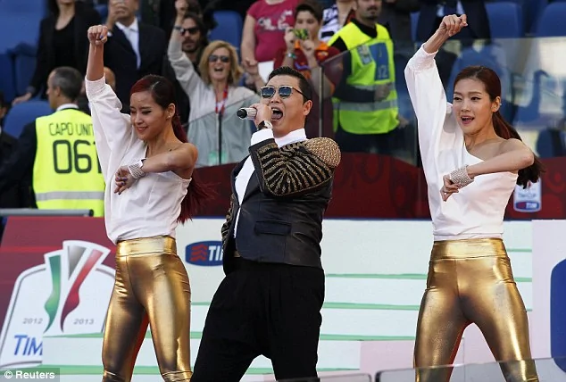 Booed: South Korean singer Psy was greeted with displeasure when he sang his hit song Gangnam Style