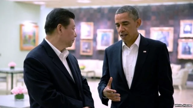 奥巴马总统和习近平主席6月7日在加州交谈