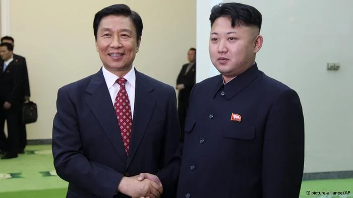 In this photo released by China's Xinhua News Agency, North Korean leader Kim Jong Un, right, meets with visiting Chinese Vice President Li Yuanchao in Pyongyang, North Korea on Thursday, July25,2013. Li is in the city for Korean War commemorations following a period of strained relations between the communist neighbors.(AP Photo/Xinhua, Zhang Li) NO SALES