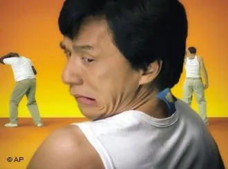 Jackie Chan in scene from Hanes tv commercial