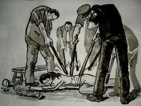 中共酷刑示意圖：多根電棒電擊