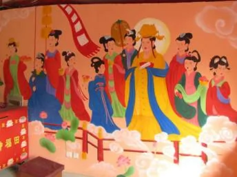 辽宁省朝阳市景区内一处清代壁画被“修复”得面目全非