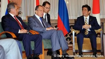 Russia's Foreign Minister Sergey Lavrov(5th L) and Defence Minister Sergei Shoigu(6th L) and Japan's Foreign Minister Fumio Kishida(5th R) and Defense Minister Itsunori Onodera(6th R) attend their Japan-Russia foreign and defence ministers meeting two-plus-two at the Iikura guest house in Tokyo on November2,2013. AFP PHOTO/ POOL/ Issei Kato(Photo credit should read ISSEI KATO/AFP/Getty Images)