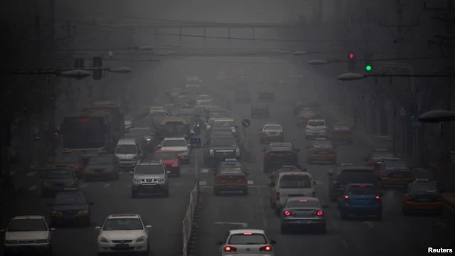 2013年1月29日，北京的嚴重霧霾。