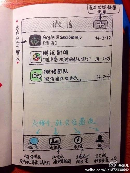 中国好儿子 26岁男子手绘9页说明书 教父母用微信