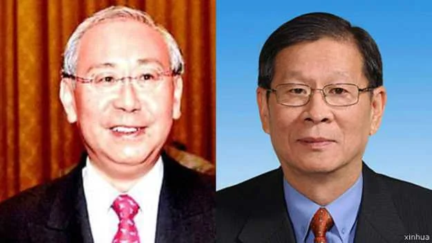 前香港政务司长许仕仁（左）和前全国政协副主席廖晖