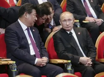 中俄兩國領導人習近平和普京在亞信峰會上2014520