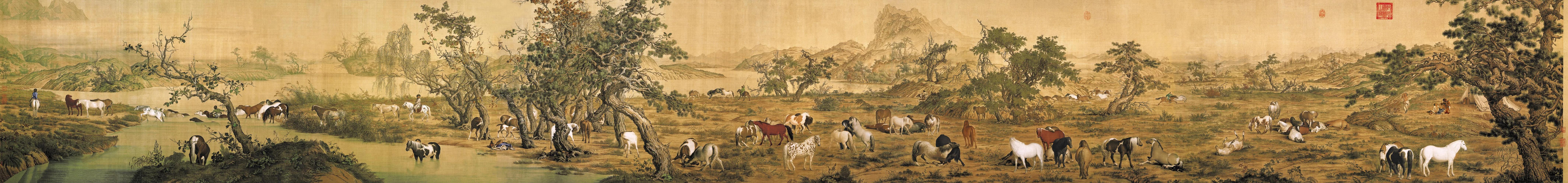 中国十大传世名画:清•郎世宁《百骏图》