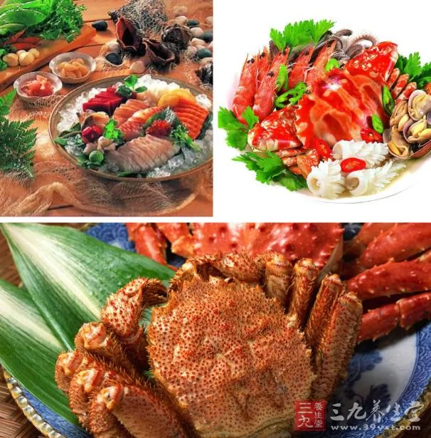鱼类、虾、蟹等含有丰富的蛋白质，含量可高达15%～20%，鱼翅、海参、干贝等含蛋白质在70%以上。